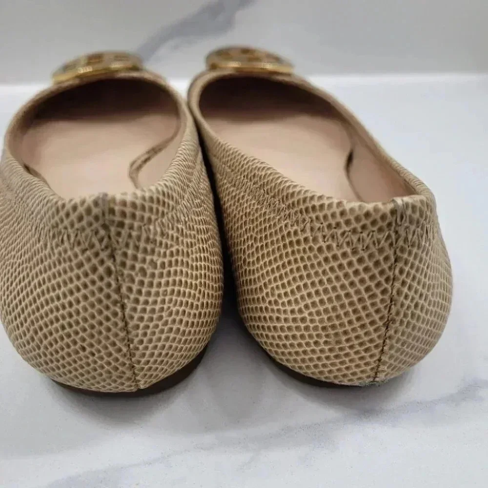 Tory Burch Serena Ballet Flat Vitraux Snake Clay Gold Cap Toe